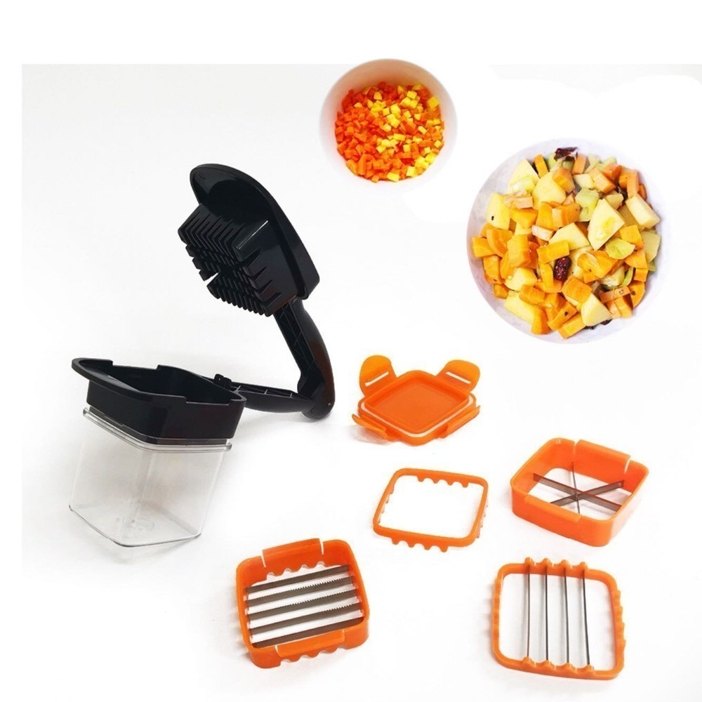 1Pc 5 In 1 Nicer Quick Rvs Groente Dicer Chopper Multi-Functionele Keuken Ui Vegetable Cutter Slicer ok 1055