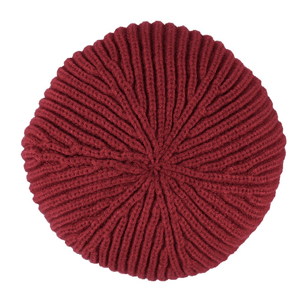 Women Soild India Stretch Turban Hat Button Wool Hair Loss Head Scarf Wrap Autumn Winter Warm Earmuff Colorful Crown Caps