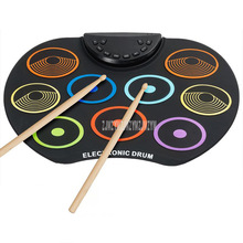 Elektrisch drumstel, CNAPXAIA 9 pads siliconen digitaal drumpad met ingebouwde luidspreker, drumpedalen, drumstokken, draagbare kinderdrumset voor vakantie, verjaardag, kerstcadeaus