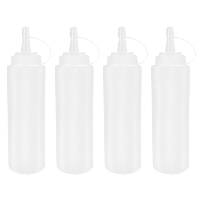 10Pcs/8Pcs/6Pcs/4Pcs Salade Saus Dressing Flessen Kruiden Salade Saus Squeeze Flessen plastic Cake Squeeze Flessen 18Cm: 4PCS