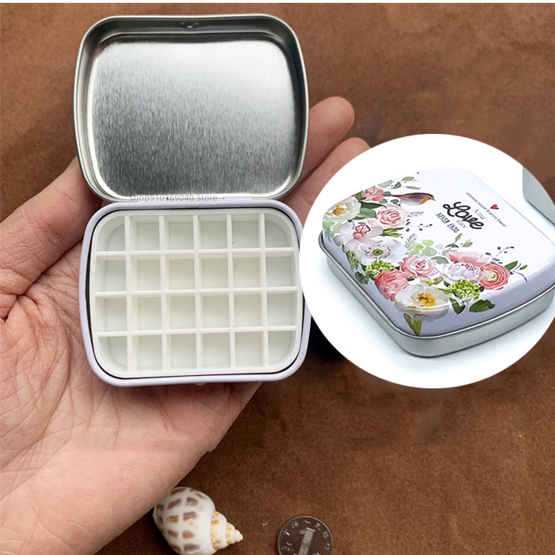 Mini caja de acuarela vacía, paleta de acuarelas portátil de 12/24 rejillas, pintura de viaje, boceto, caja hidratante, caja de pintura, suministros de arte: Gris oscuro
