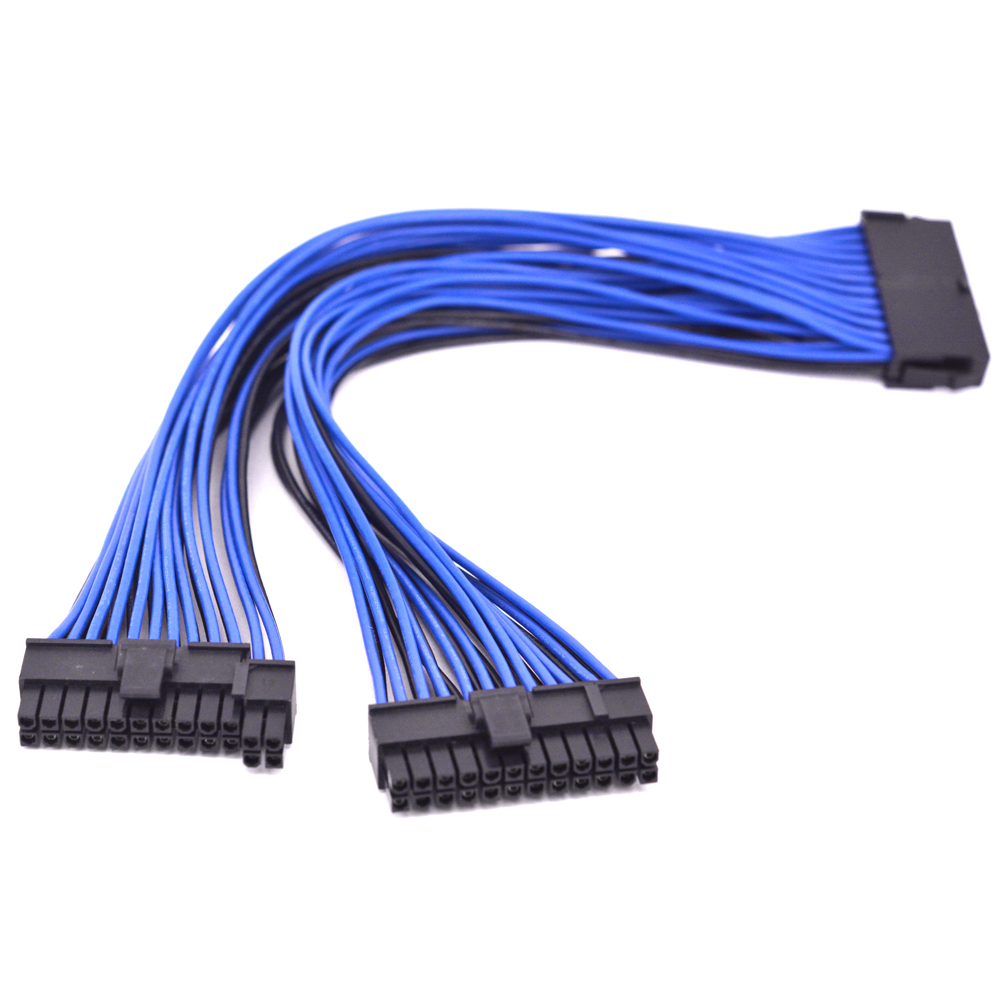 24Pin ATX 1 to 2 Power Supply Extension Cable 24P PSU Power Port Multiplier 24 Pin Male to Female Port Y Splitter Cable
