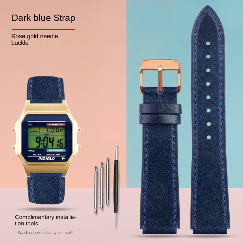 Para Casio pequeño cuadrado AE-1200WH AE1300 AQ-S810W A158 169 W-215/W-S200H SGW-300H correa de cuero pulsera Vintage 18mm TIMEX T80: Verde negro