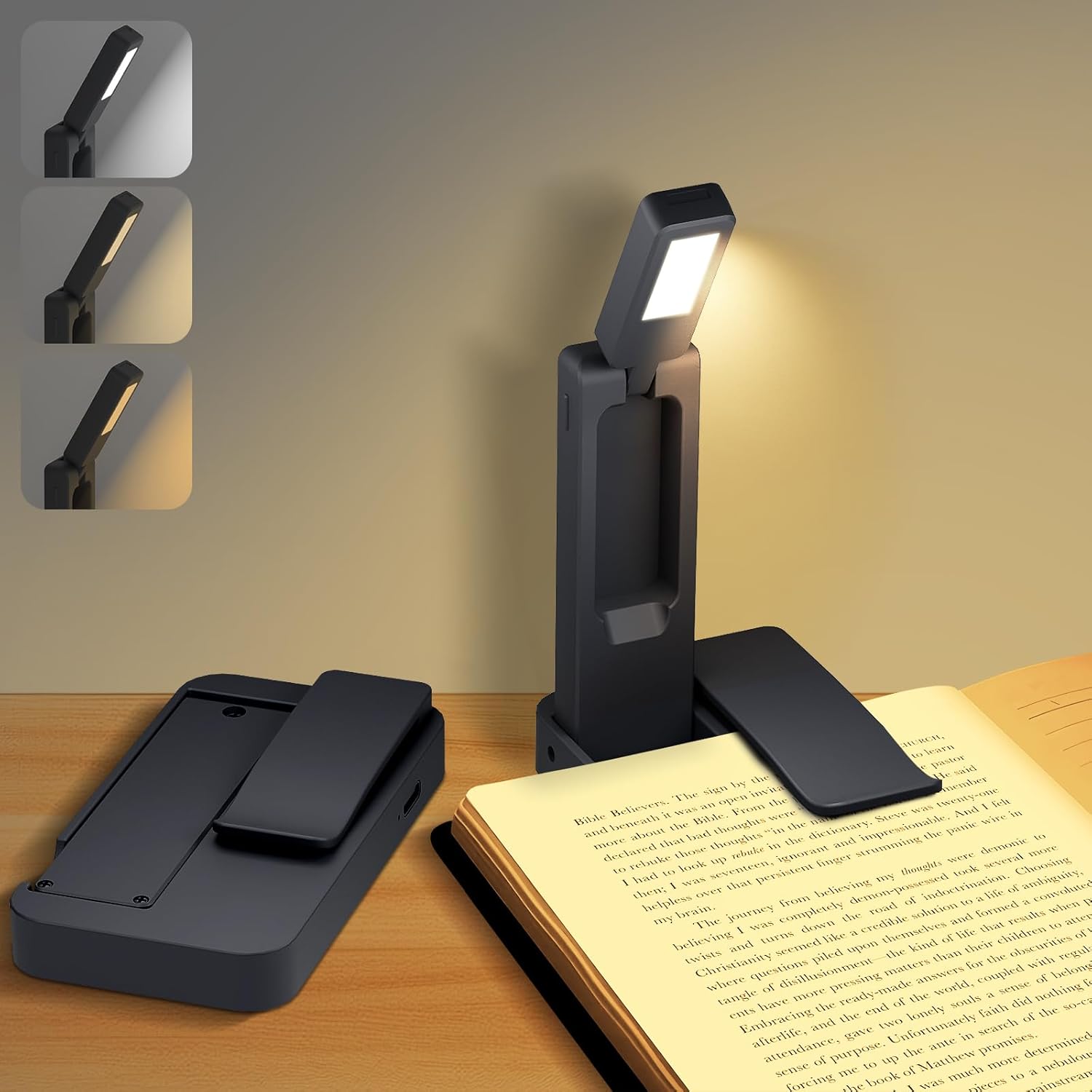 Usb Aufladen Lesezeichen Leselampe Mini Leselampen Lernen Clip Lichter Kleine Falten Buch Licht Tragbare Lesen Nachtlicht: Blau