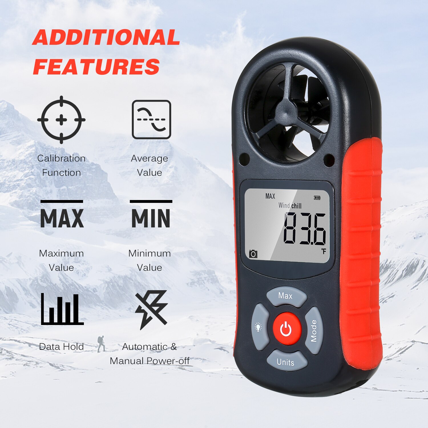 Handheld Digital Anemometer Wind Speed/Wind Chill/Temperature/Humidity/Heat Index/Dew Point/Barometric Pressure/Altitude Meter