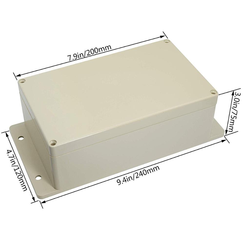 Waterproof Dustproof IP65 ABS Plastic Junction Box Universal Electrical Project Enclosure Pale Gray with Fixed Ear 200*120: 200mmx120mmx75mm