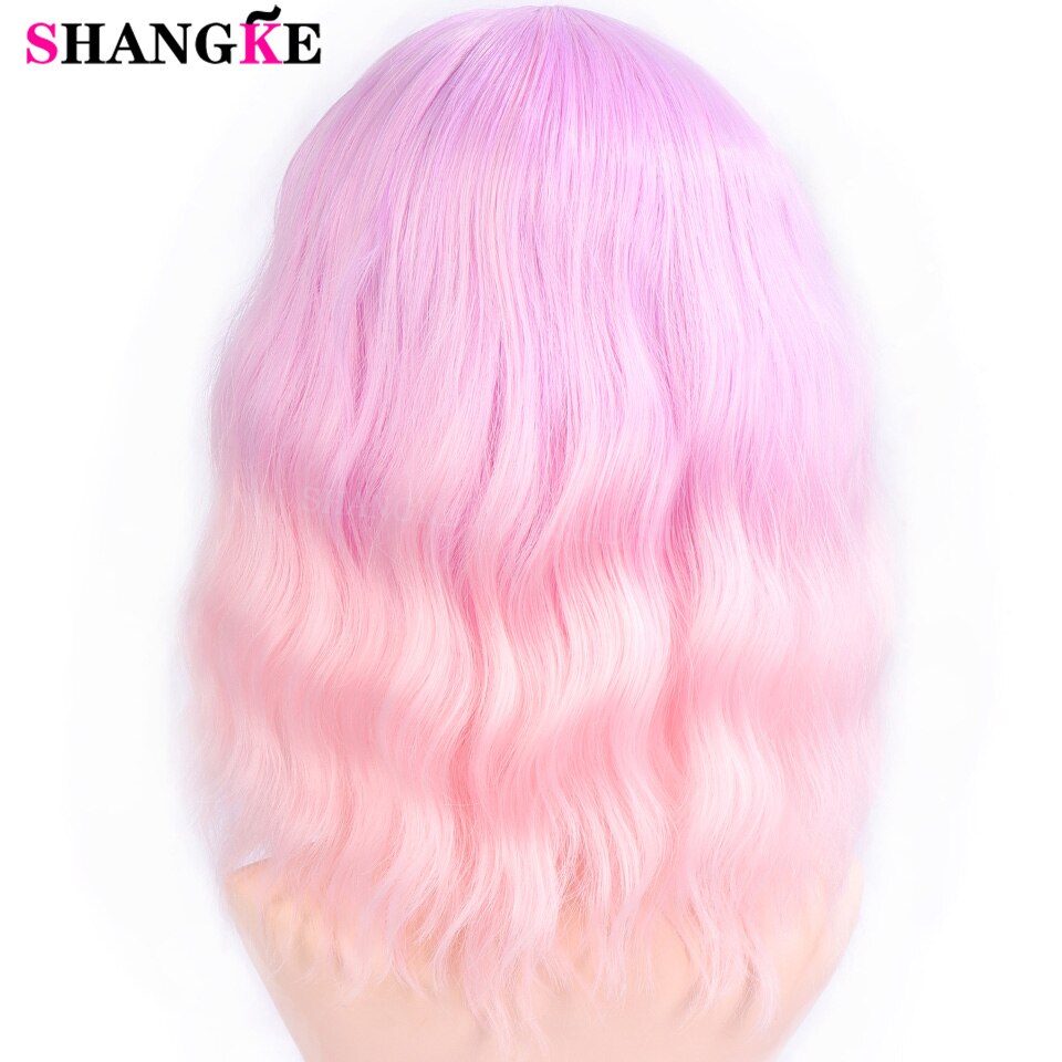 Peluca sintética shangke de pelo corto ondulado con degradado ombré, ideal para cosplay diario de estilo bob de fibra resistente al calor para mujer.