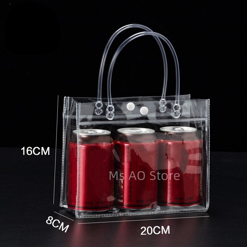 10/20 stks/partij Transparant Zacht PVC Tote Verpakking Zakken met Handlus Doorzichtige Plastic Handtas Cosmetische Tas: WHITE / 9.5x9.5x11 cm