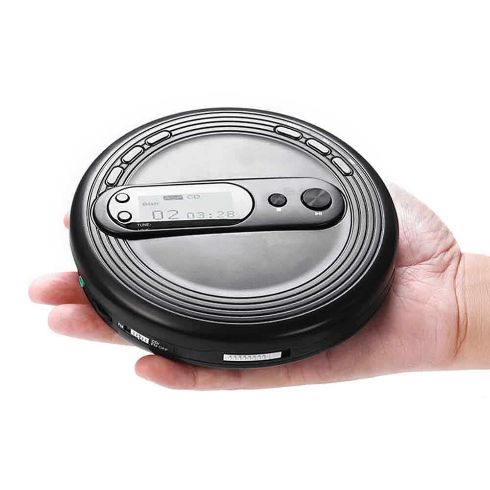 Portable CD Player Prenatal Education Anti Skip Protection FM Radio English Learning Stereo Earbuds Kids Adults Music Black