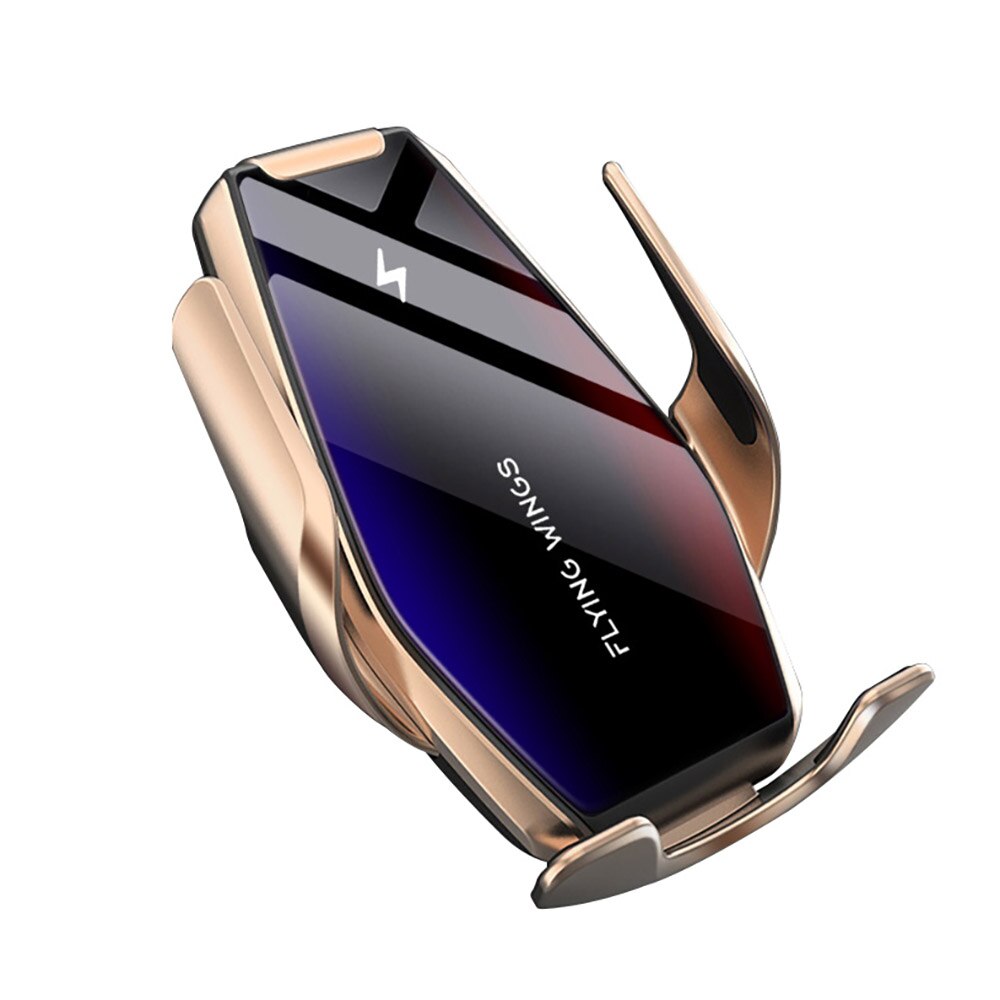 15W Qi Auto Draadloze Oplader Voor Iphone 11 Xs Xr X 8 Samsung S10 S20 Automatische Spannen Snelle Draadloze opladen Auto Telefoon Houder: 15W Gold