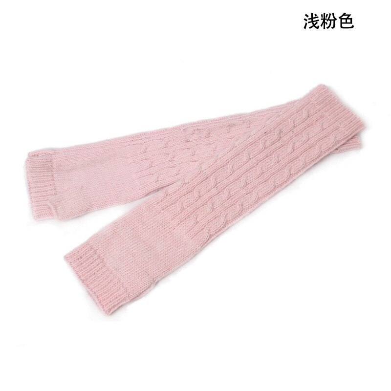 Ensfarget håndstrikkede damehansker håndledd langarm varmere vinter fingerfri strikkevott: Rosa