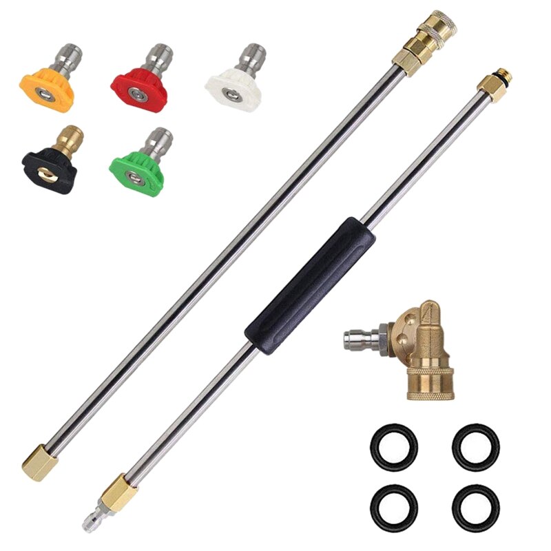 Pressure Washer Extension Spray Wand with 5 Spray Nozzle Tips 1 Pivoting Coupler, 4000 PSI Power Washer Cleaner Accesso: Default Title