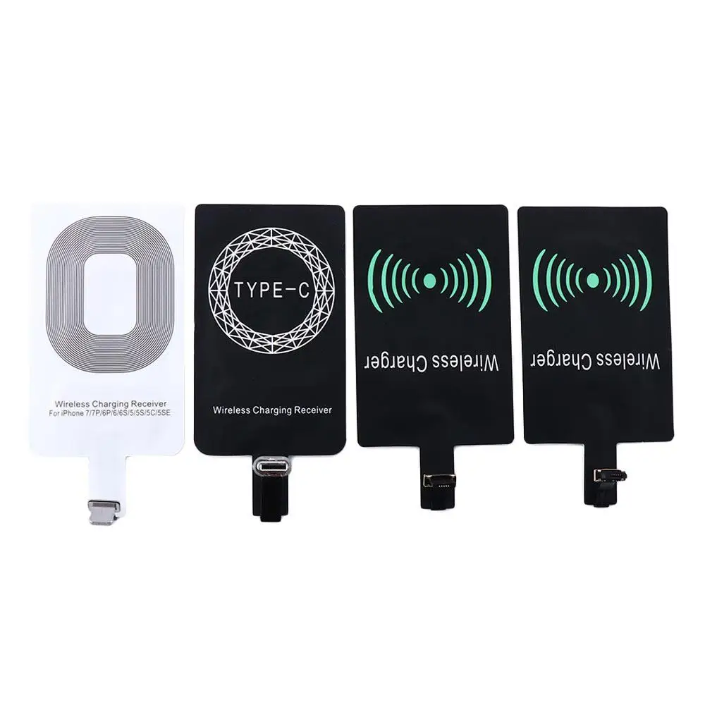 Typ-c-adapter qi trådlös laddning induktionspatchladdningsspolemottagare laddare för iphone 5 5s se 6 6s 6 plus 7 plus android