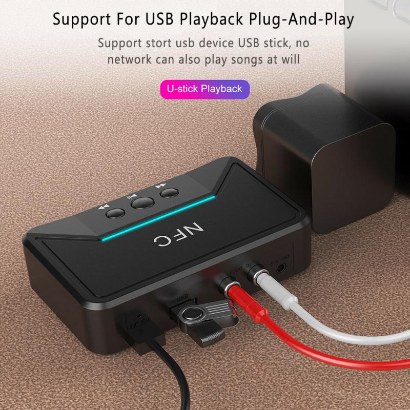 Wireless Bluetooth 5.0 Receiver RCA AptX LL NFC 3.5mm Jack Aux USB HiFi Stereo Audio Adapter Dongle For Car Speaker A2DP/AVRCP