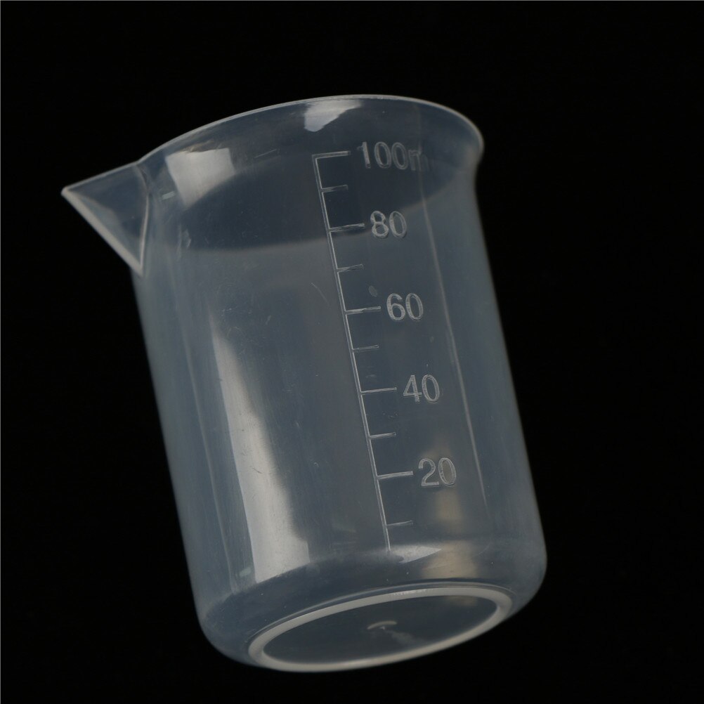 2 uds 100mL graduado vaso de vidrio de borosilicato de plástico transparente conjunto de vasos de agua de laboratorio escolar suministros de estudio