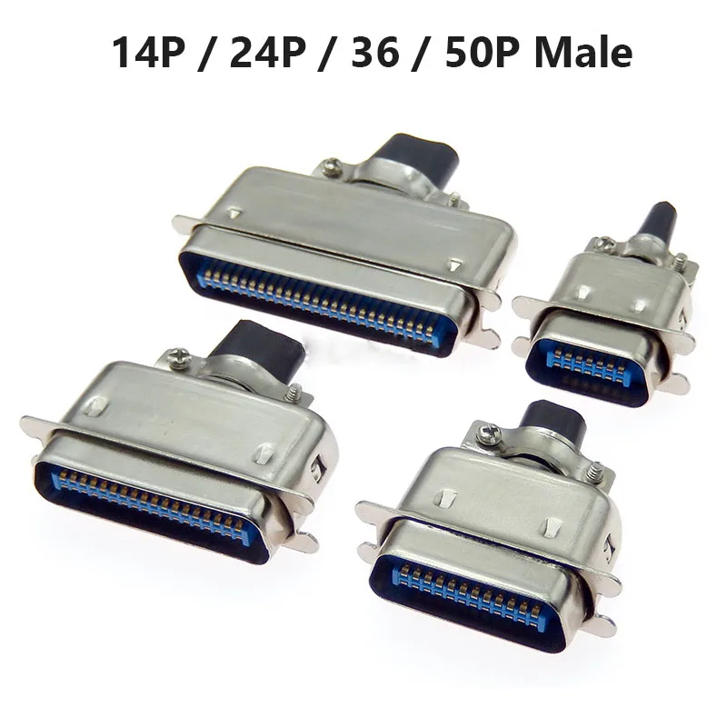 57 Series Centronics Connector Male Female CN14/24/36/50P Ribbon Computer Printer Cable Mount Adapters with Mental Cover