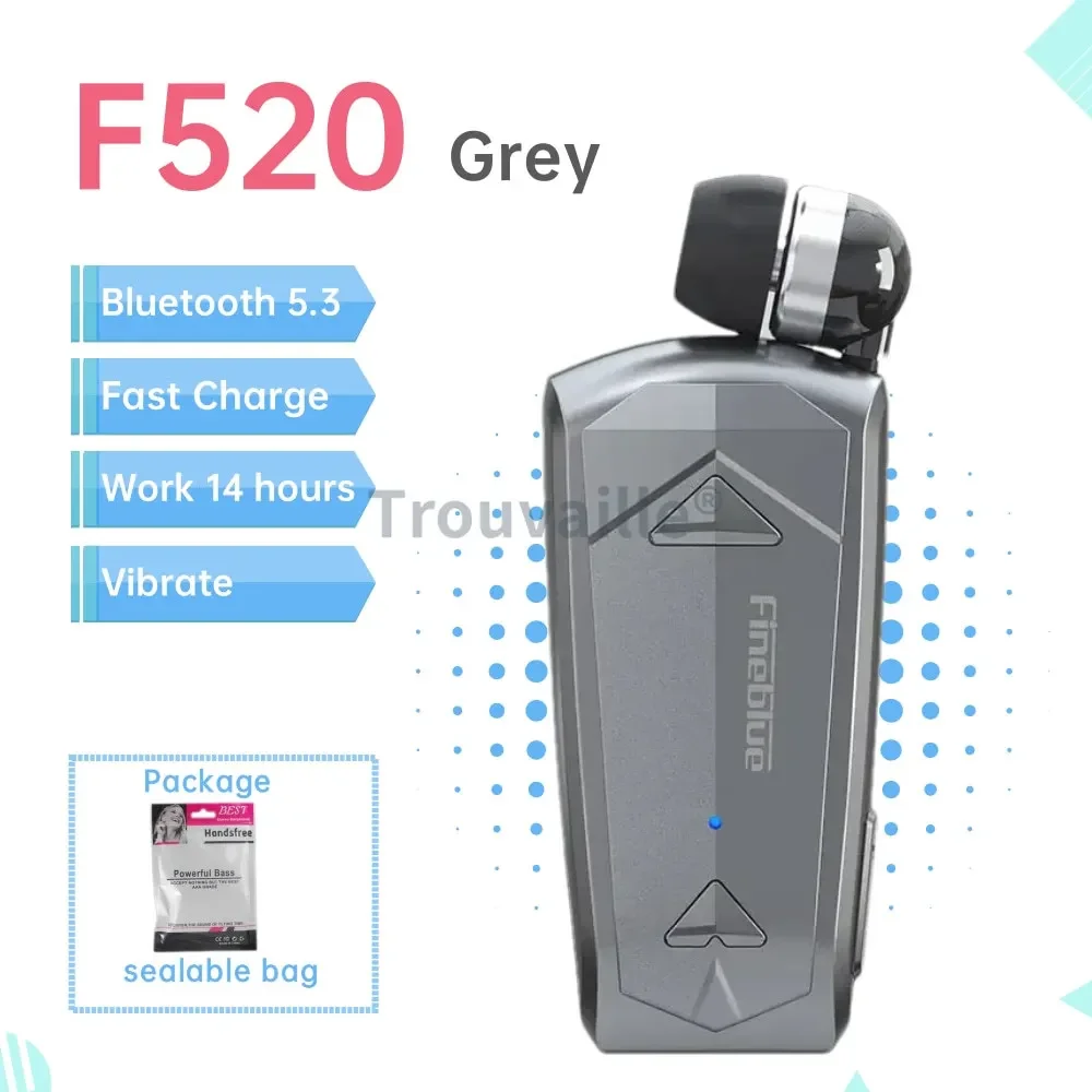 Fineblue F920 Wireless Bluetooth Headset Heaphones in Lotus Earphone with Clip Handsfree Retractable Earphones F520 F580 K55 K65: Blue