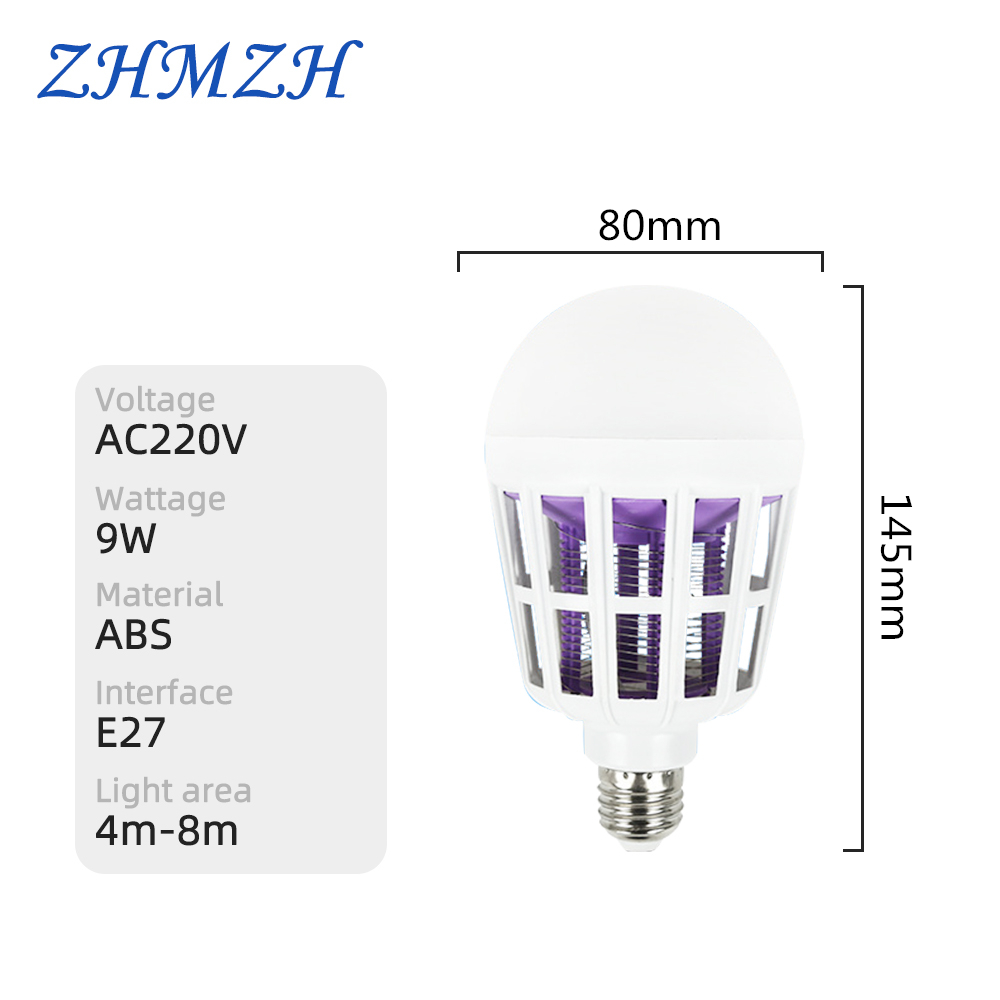 Ac220v uv-ledlampen, 9w muggenverdelgingslampen, led-muggenverdelgingslamp met elektrische schok, muggenval, insectenverdelgingslamp