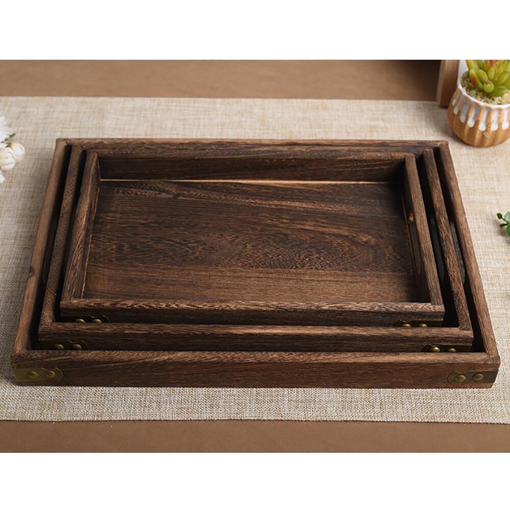 1 Piece Retro Wooden Pallet Rectangular Storage Trays Hotel Dessert Dinner Tea Food Tableware Serving Tray Home Kitchen Tool