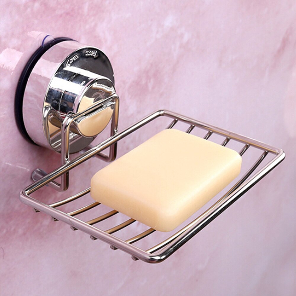 Suction Cup Wall Mounted Soap Dish Stainless Steel Soap Holder Soap Basket Sucker Shower Soap Holder Bathroom Accessories