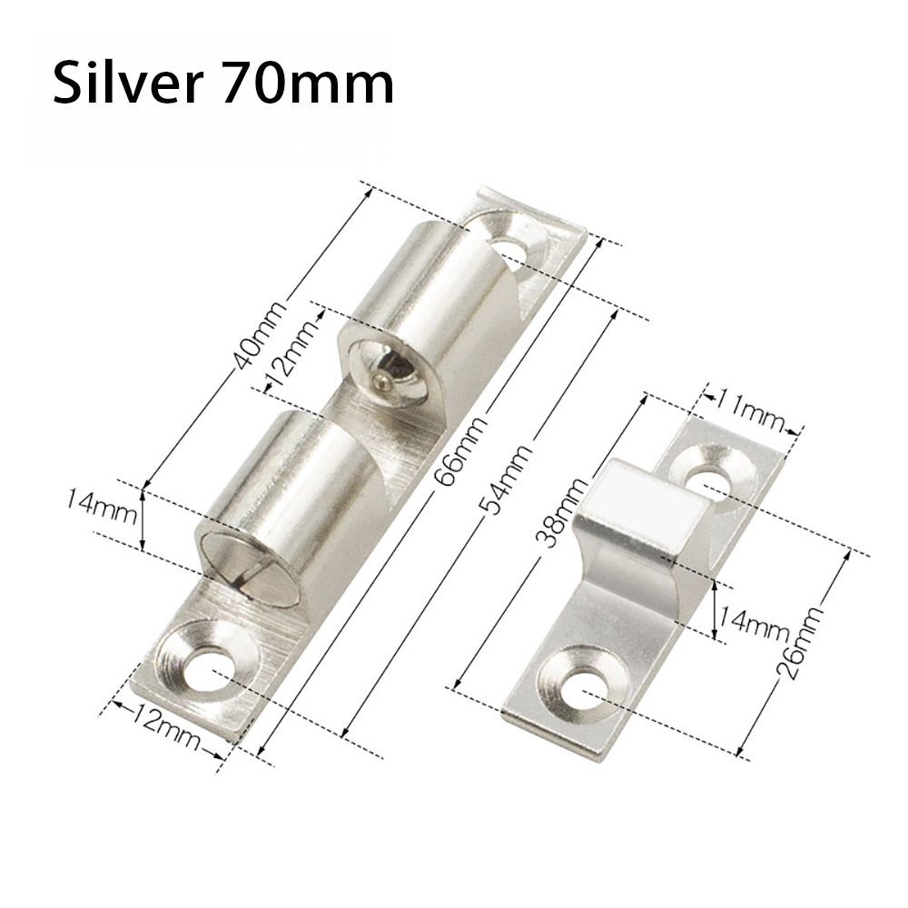 1 stk. dobbelt fjederstål kuglelås 40/50/60/70mm messing kobber dørfang dæmper buffer skab spænding lås dør kofanger: Guld