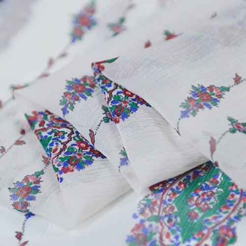 Ripple and floral print 100% silk crinkle georgette gauze silk fabric,SCG478