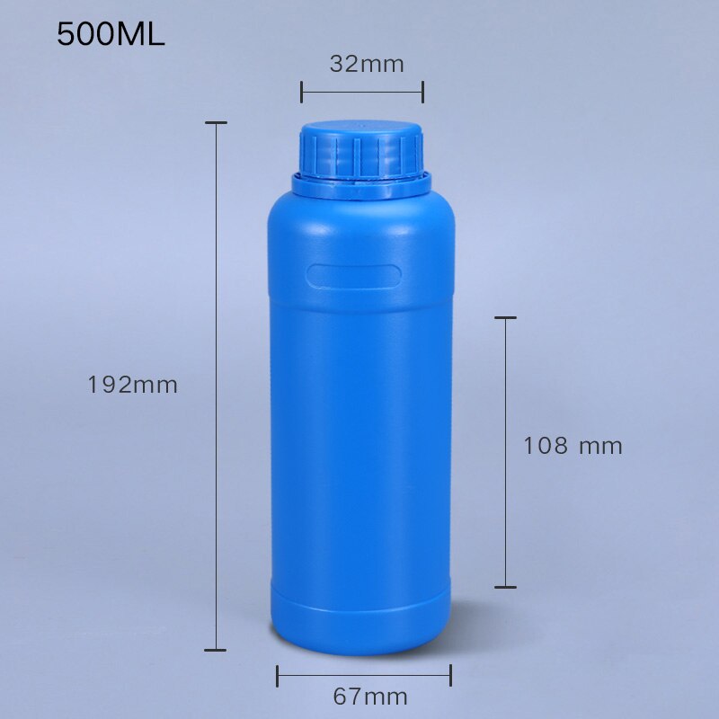 Round Plastic bottle with Lid Empty storage container for Disinfection Alcohol Food Grade HDPE material 1PCS: 500ml blue