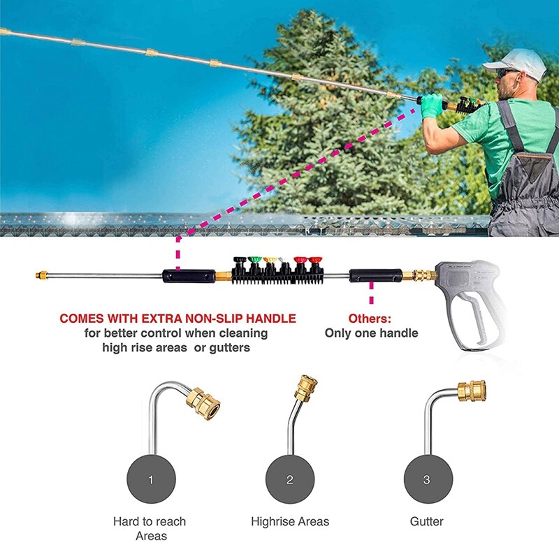 Power Washer Accessories-Pressure Washer Attachment Set - Power Washer Hose Attachment With 6 Spray Nozzle Tips-4000 PSI