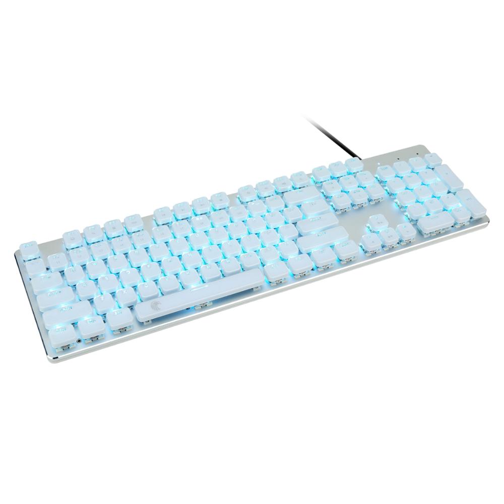 Teclado mecánico de cristal de perfil bajo, 104 teclas, e-element OA, azul, retroiluminado con cable