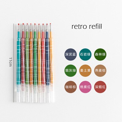 9 unids/set Kawaii pluma bonita tinta de acuarela marcador de arte lápiz de Gel neutro marcadores estudiante escuela Oficina suministros papelería sl2599: retro refill