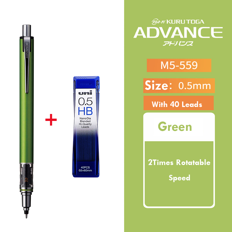 Uni Mechanical Pencil or Refill Set, KURA TOGA Auto Lead Rotary Advance Anti-Broken Core Japan Stationery механический карандаш: Blue