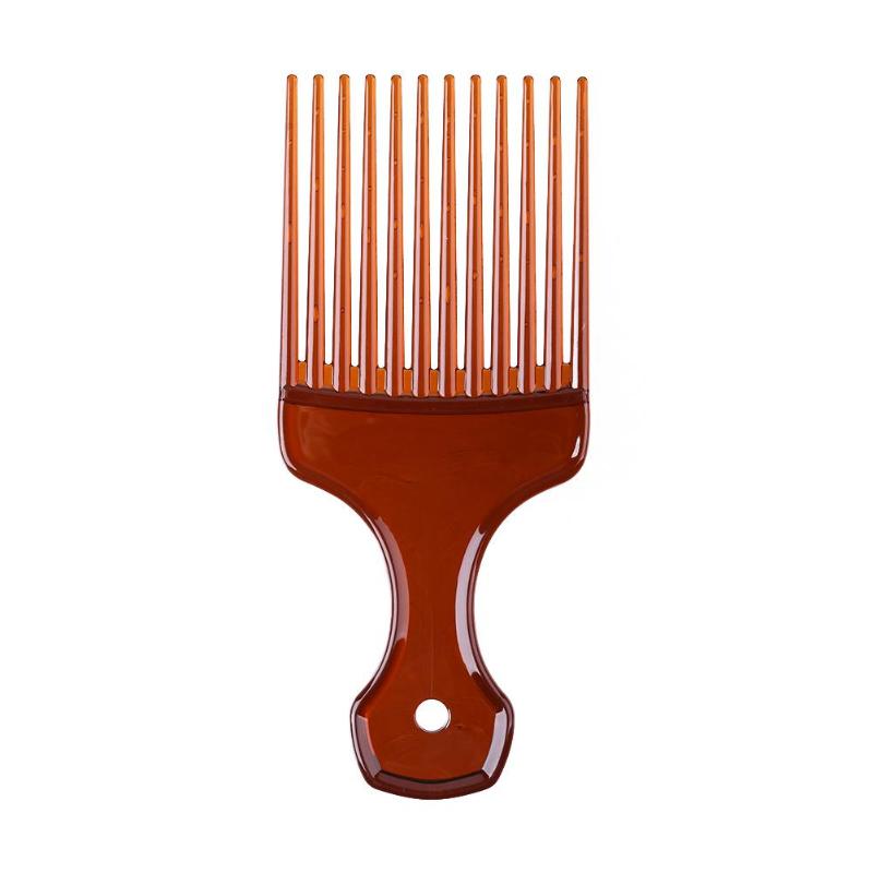 Dientes anchos Afro pelo peine tenedor Unisex estilo de pelo rizado masaje peluquería insertar cepillo de pelo herramienta de estilismo: Marrón