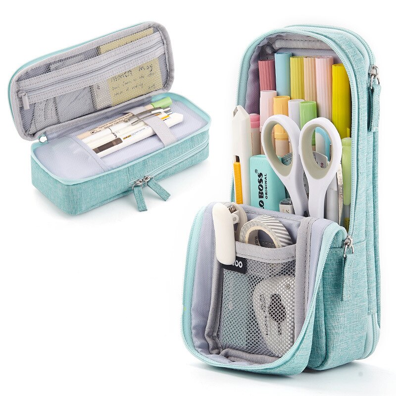 Angoo-estuche de lona para bolígrafos, bolsa de almacenamiento para bolígrafos, Color blanco, sueño juvenil, soporte para teléfono, papelería, escuela, A6171: Green