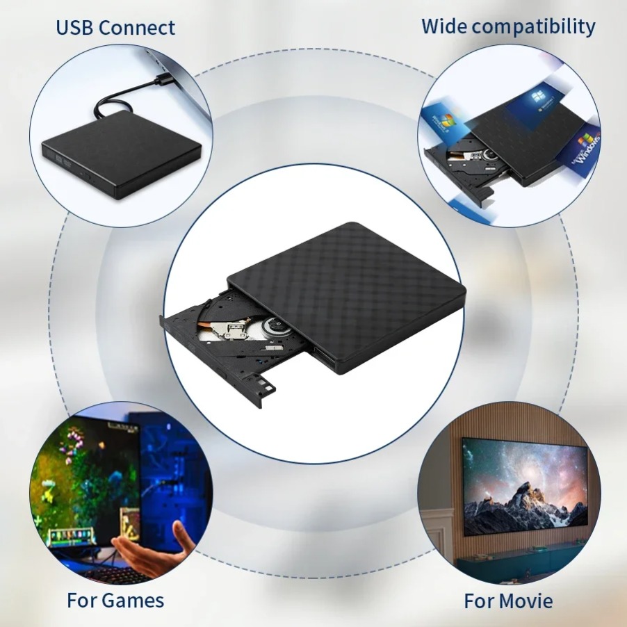 USB3.0 Type-C Slim External 2 In 1 DVD RW CD Writer Drive Burner Reader Player Optical Drives For Laptop PC Portable DVD Burner