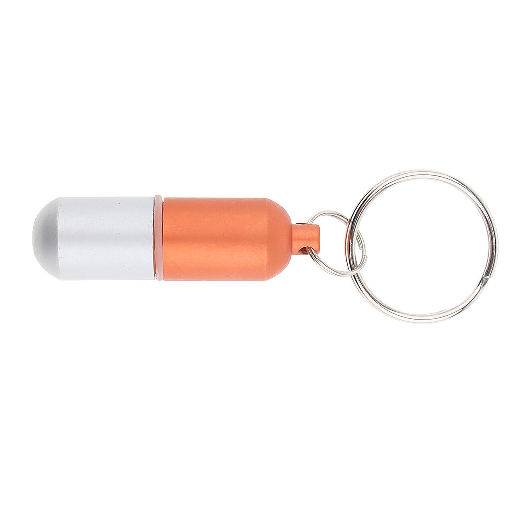 Waterdichte Aluminium Pil Opbergdoos Sleutelhanger Capsule Tablet Container Fles Houder: Orange S