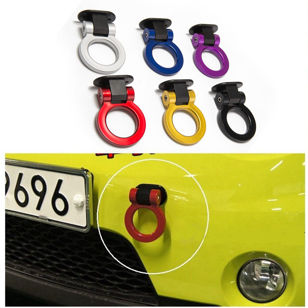 Pegatina de parachoques Universal ABS para coche, Kit de gancho de remolque de simulación de coche, accesorios para coche, HU-IS07220