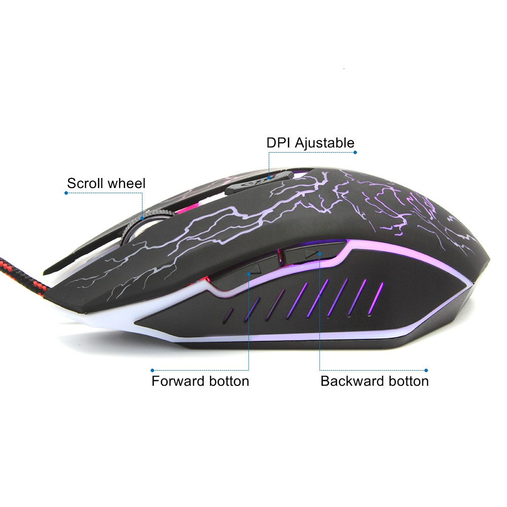 Gaming Mouse Colorful LED Light 1600 DPI Optical Wired Gaming Mause Mice For Computers PC Laptop Mouse Gamer
