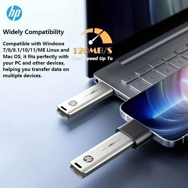 HP-Clé USB en métal haute vitesse, clé USB personnalisée, clés créatives, X796W, USB 3.2, 256 Go, 128 Go, 64 Go, 32 Go