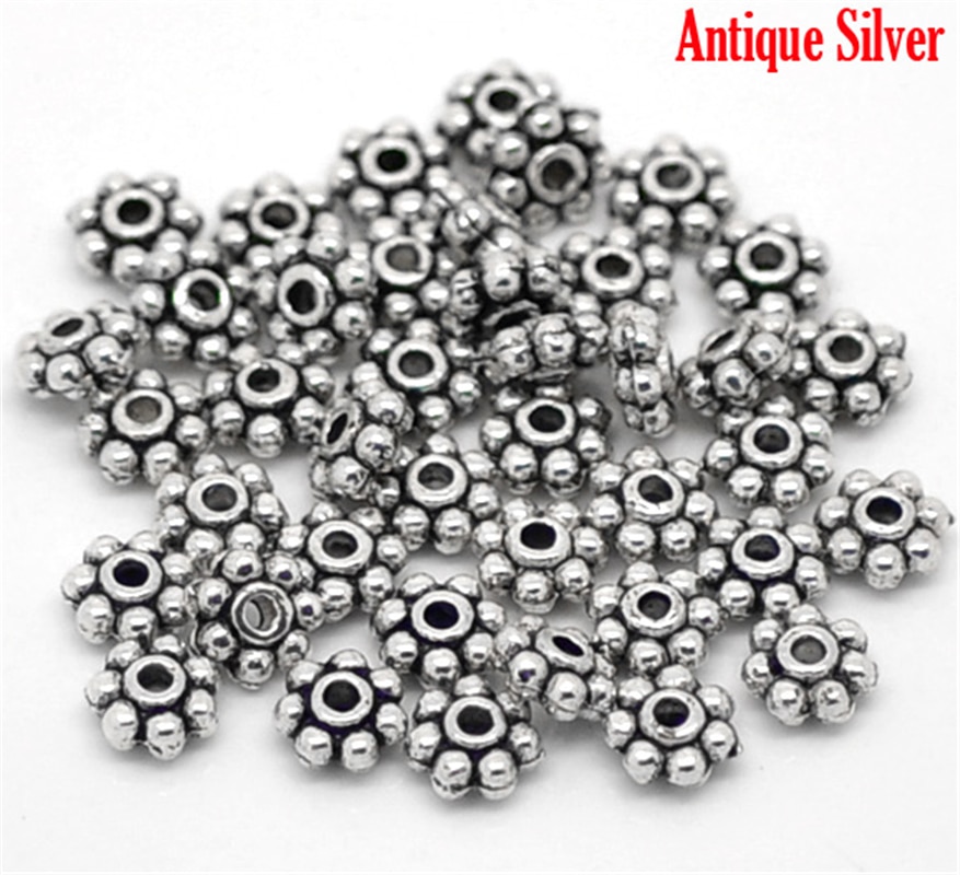 DoreenBeads 1000PCs Tiny Daisy Spacers Beads 4mm Dia. (B00902), yiwu