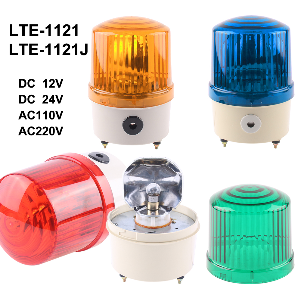LTE-1121J Roterende Baken Verkeer Sirene Waarschuwingslampje Industriële Alarm Bouw Lamp Lamp Geluid Zoemer/Geen Ac 220V Dc12v 24V