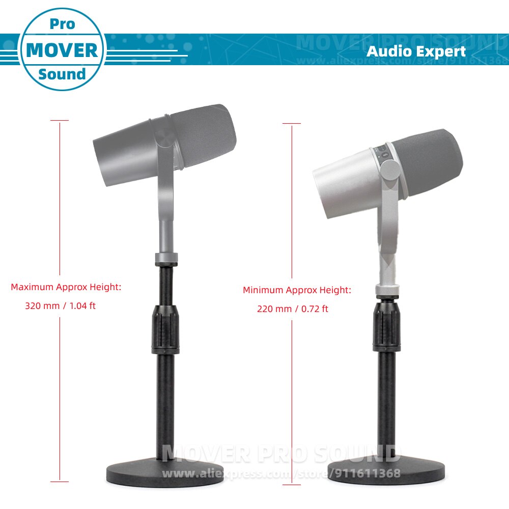 Adjustable Height Table Desk Style Microphone Stand For SHURE MV7 MV 7 Mic Tabletop Extending Desktop Holder Boom Mount Bracket