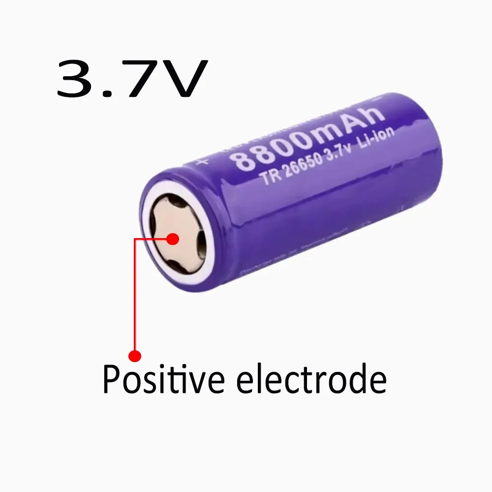 100 % neuer 26650-Akku, 3,7 V, 8800 mAh, wiederaufladbarer Li-Ionen-Akku für LED-Taschenlampe, Li-Ionen-Akku
