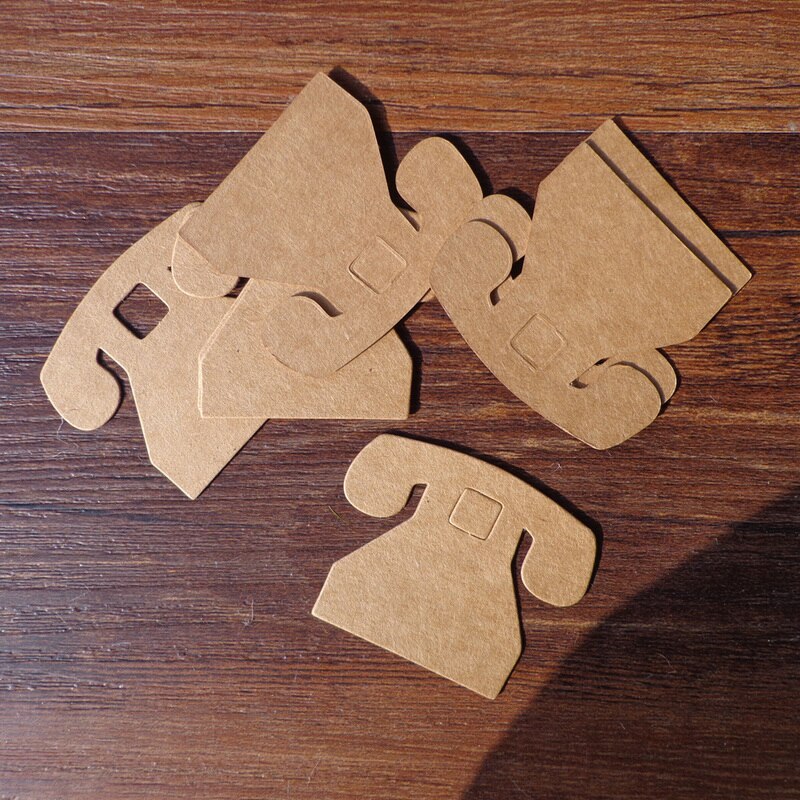 50pcs Lovely Telephone Kraft Paper Tag Label Wedding Party Note Blank Price Hang Tag Wrapping Supplies