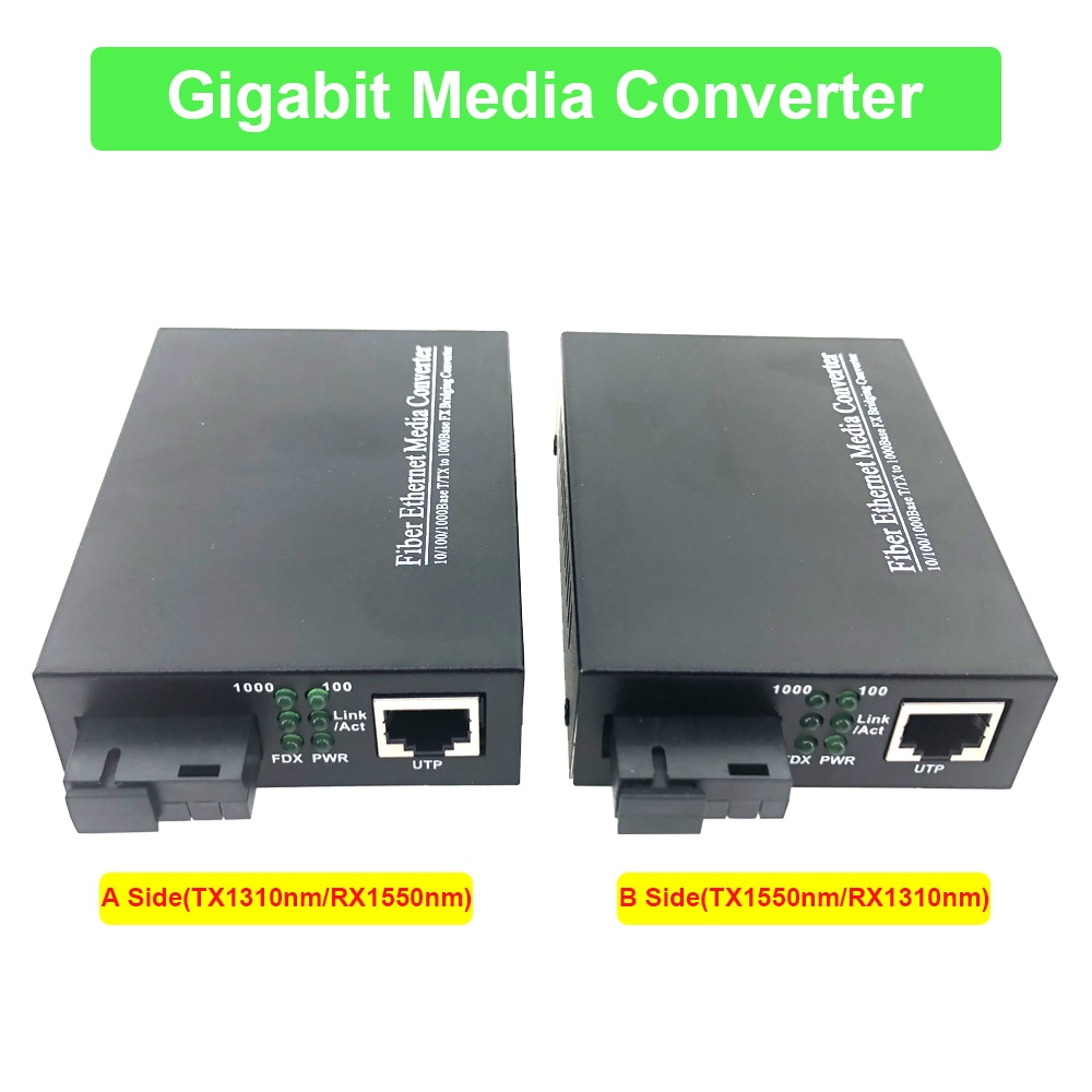 1 para qualcomm 8334 chipest Gigabit Fiber optisch Medien Konverter 10/100/100 0 Mbps Single Single faser SC Hafen Chipsatz