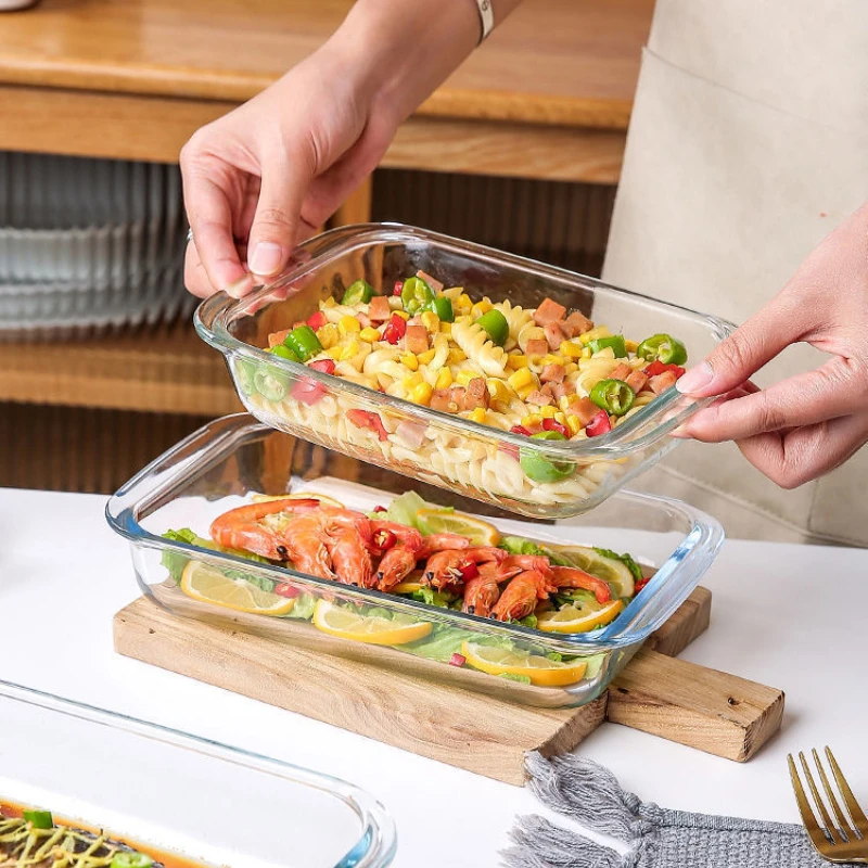 Plato de vidrio para hornear, bandeja para horno, herramientas y accesorios de cocina, utensilios de cocina, sartenes