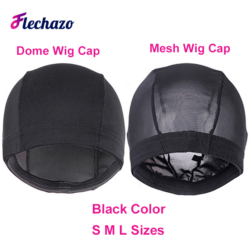 Cuffia per parrucca a cupola durevole da 5 pezzi Cuffia per parrucca in rete traspirante per realizzare parrucche Cuffia per tessitura nera Retine per capelli elastiche Cuffia per parrucca per donna SML