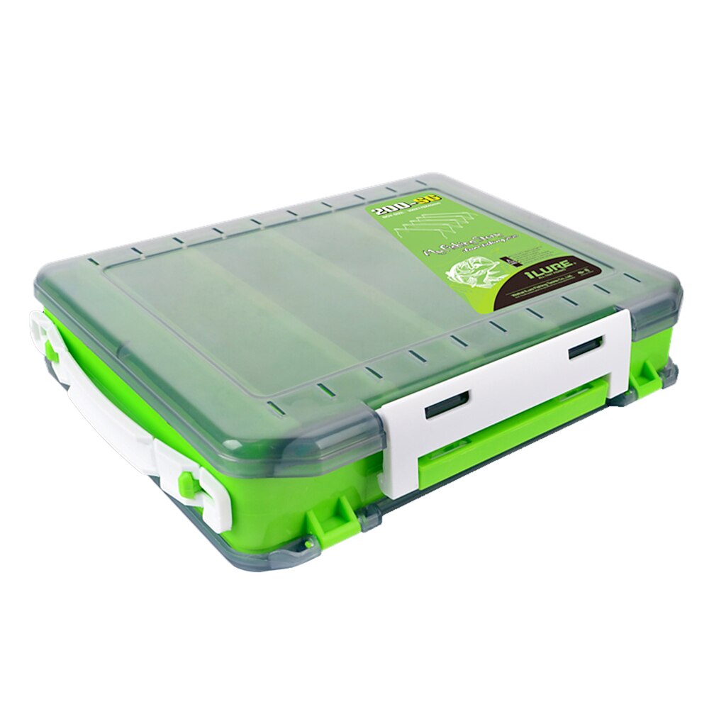 Double Sided Fishing Box Fishing Accessories Lures Hooks Storage Box Fishing Tackle Organizer Box: Green S