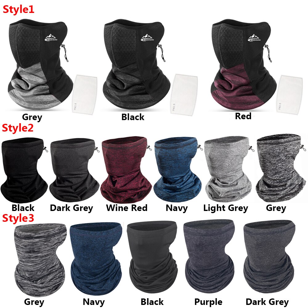 Unisex Winter Cycling Face Scarf With PM2.5 Filter Neck Warmer Outdoor Running Fleece Bicycle Bandana Sport Windproof Headwear
