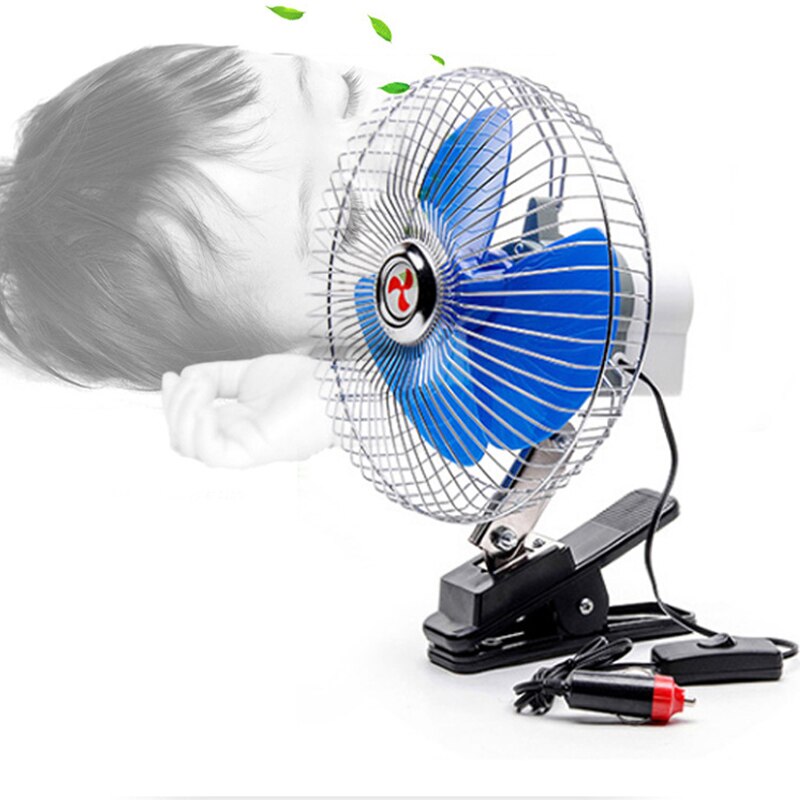 Car Fan Cooler Oscillating Vehicle Car Van 12V/24V Dashboard Truck Home Clip-On Fan Airflow Car Fans Clip on Oscillating Fan
