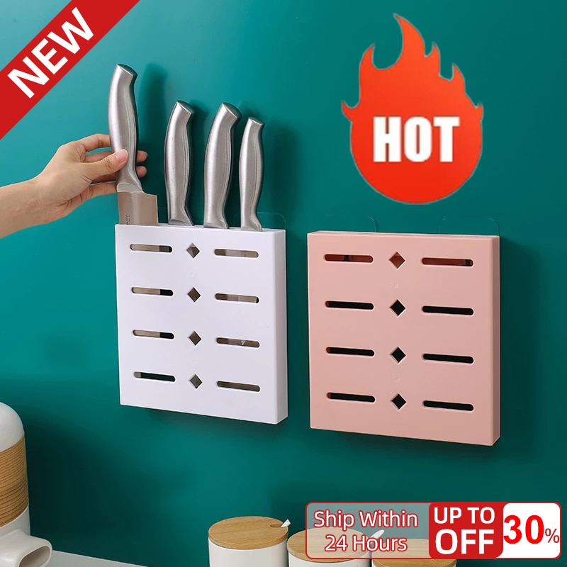 Knife Holder Kitchen Stand Wall-Mounted Knives Holder Organizer Multifunctional Knife Block Storage Cooking Kitchen Accessories